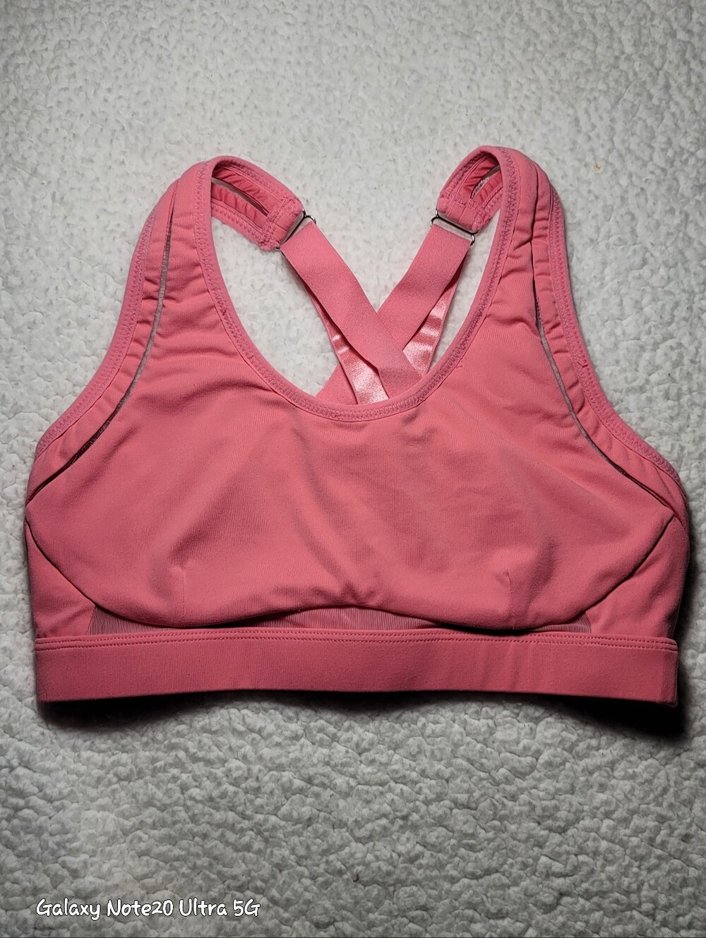 Fabletics Belle High Impact Sports Bra Pink Strappy Crossback Running Gym Crop M